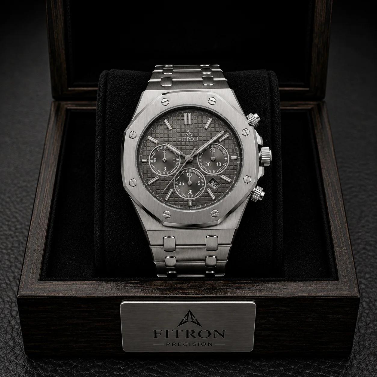 Fitron Steel Grid Master - Stylish watch with textured grid dial
